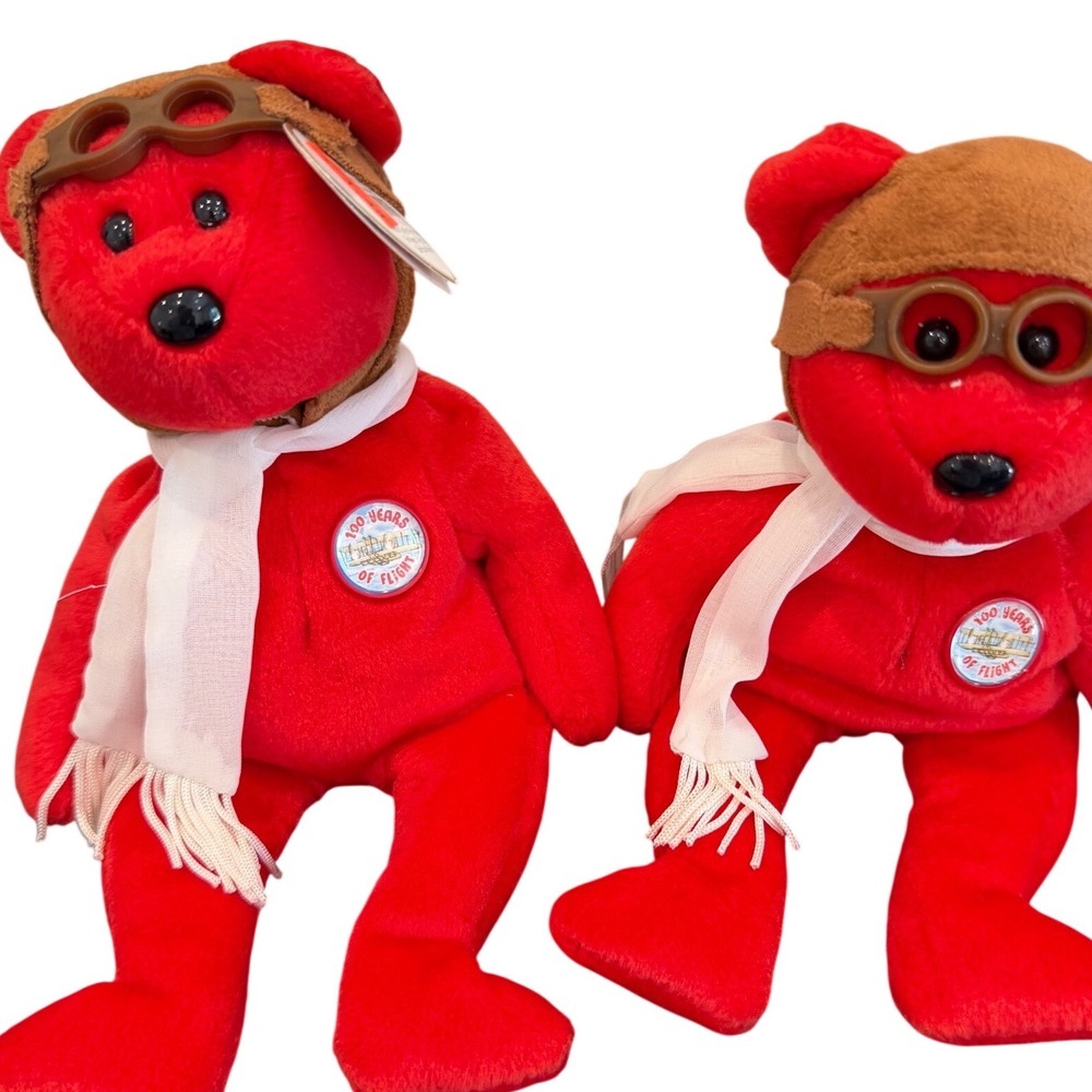 Ty Beanie Babies Bearon Red Aviator Bear 100 Years of Flight 2003‎ Plush Toy 2
